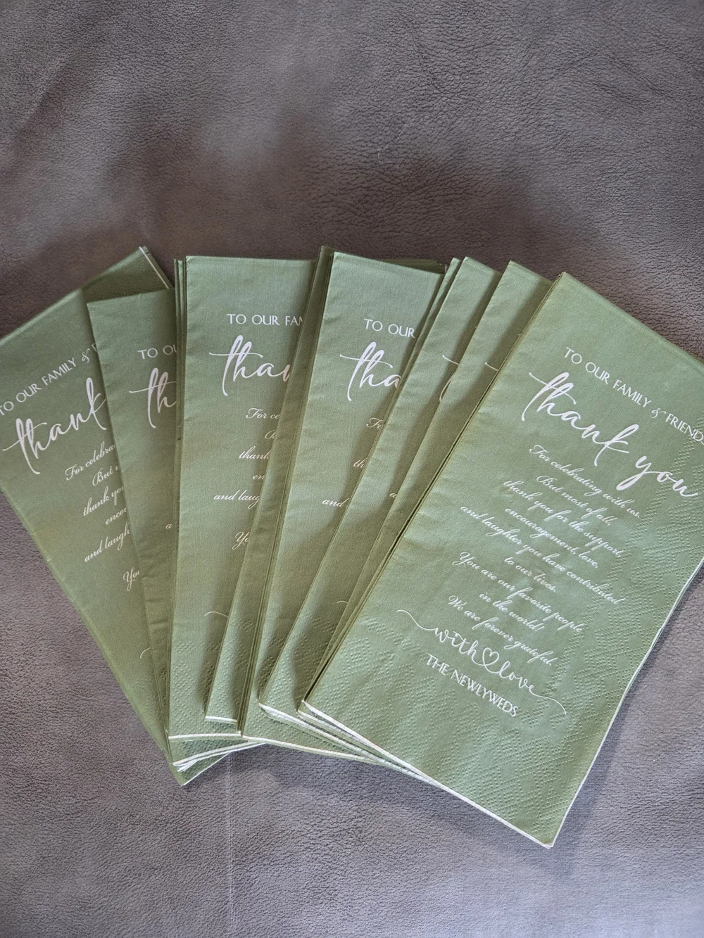 Thank You Wedding Napkins - The Newlyweds Green - 29 Count